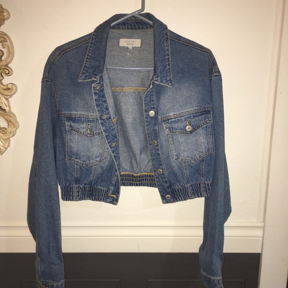 Love Tree cropped Jean jacket